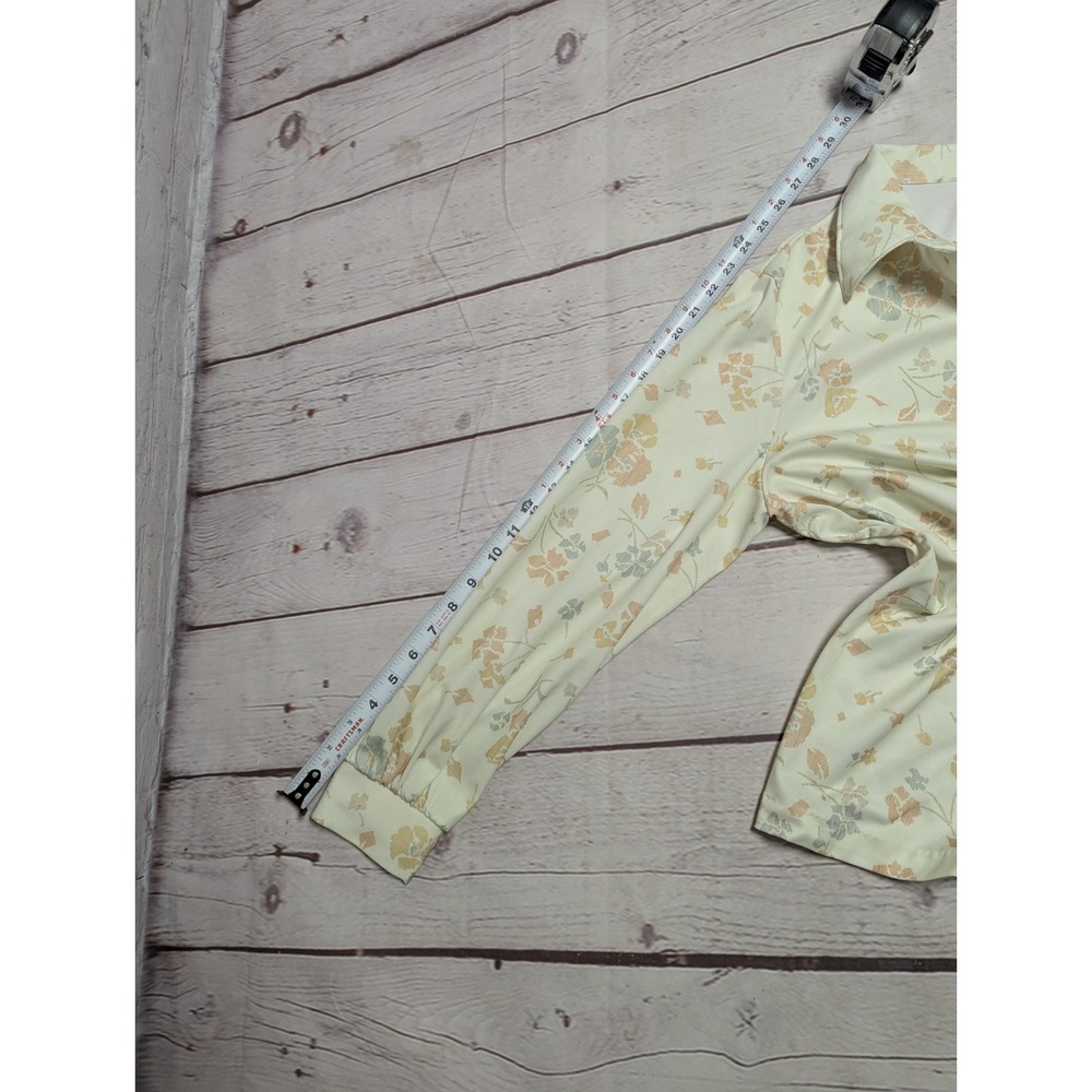 Vintage 1970s Blouse Floral Point Collar Long Sleeve Button Up Women's Med EUC - Picture 7 of 8